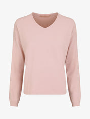 Pull fin uni à col V - Rose - 5