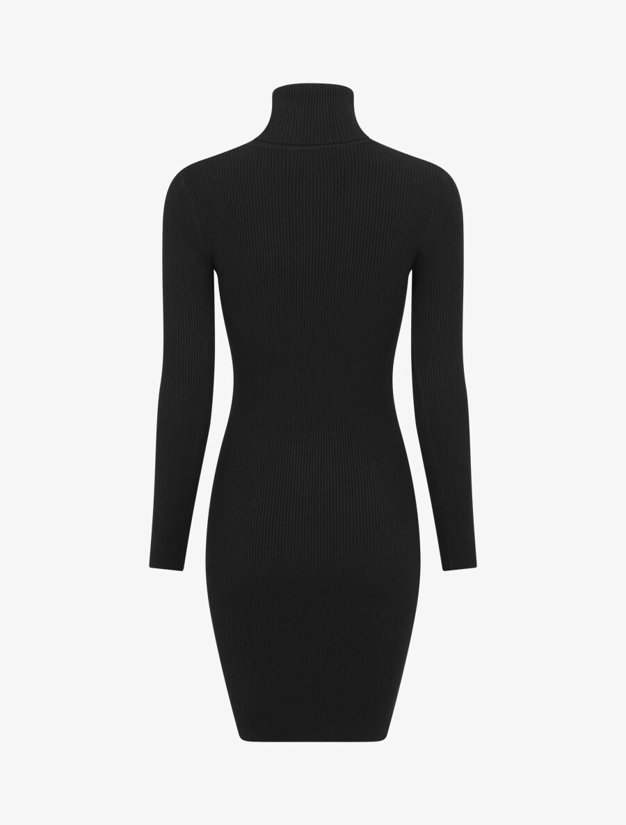 Robe pull uni à col roulé - Noir - 2