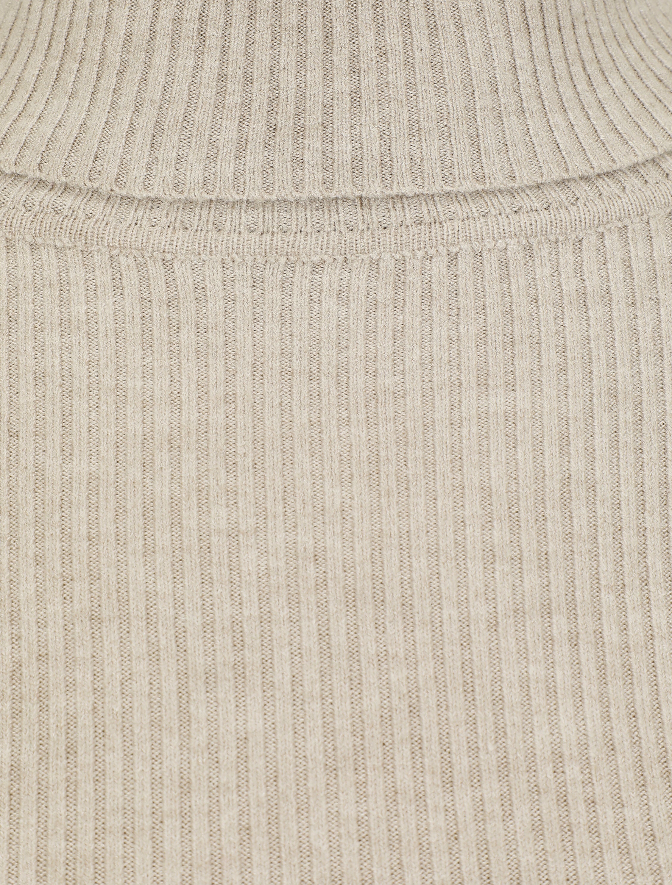 Robe pull uni à col roulé - Beige - 3
