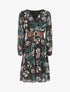 Robe col cache-coeur imprimé orchidées - Vert - 1