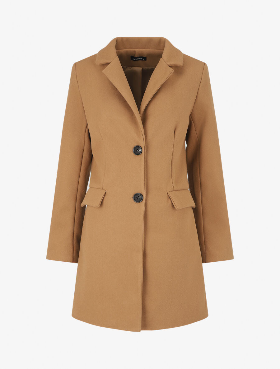 Manteau long croisé boutonné - Camel - 1