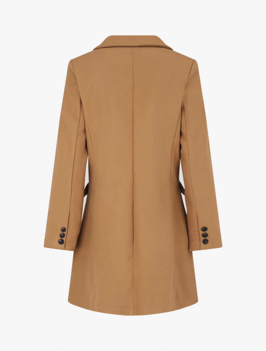 Manteau long croisé boutonné - Camel - 2