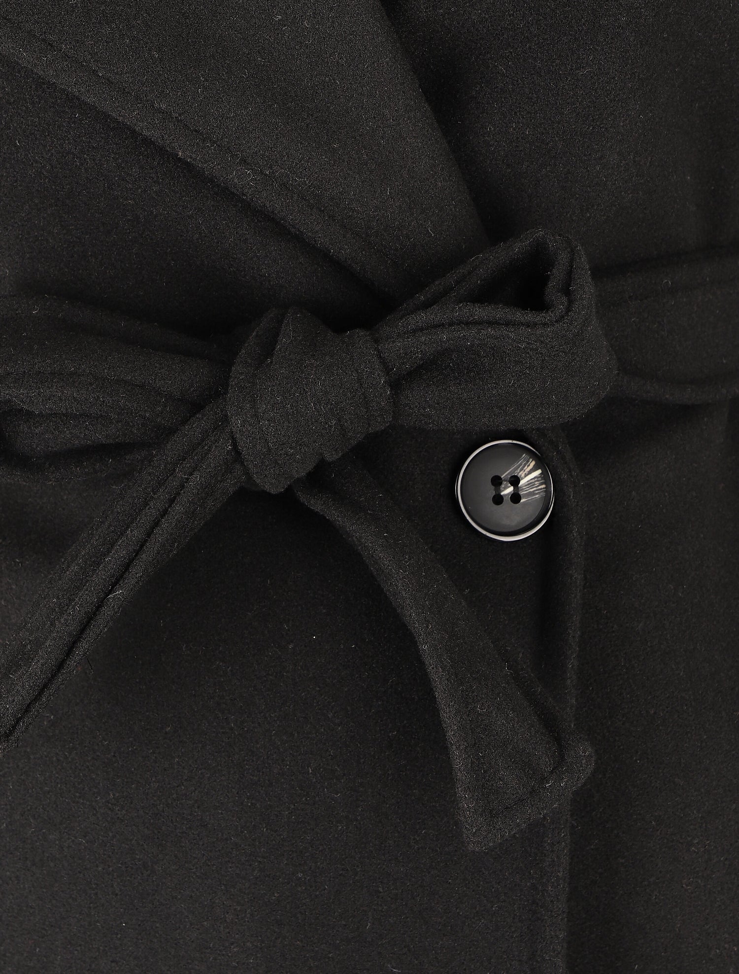 Manteau long ceinturé à col cranté - Noir - 3