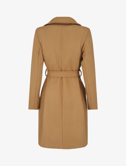 Manteau long ceinturé à col cranté - Camel - 2