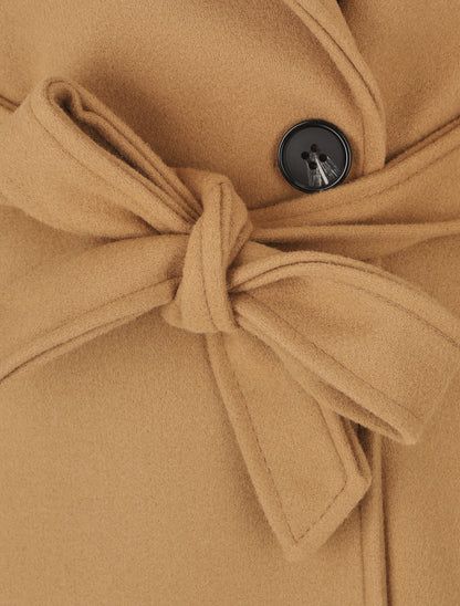 Manteau long ceinturé à col cranté - Camel - 3