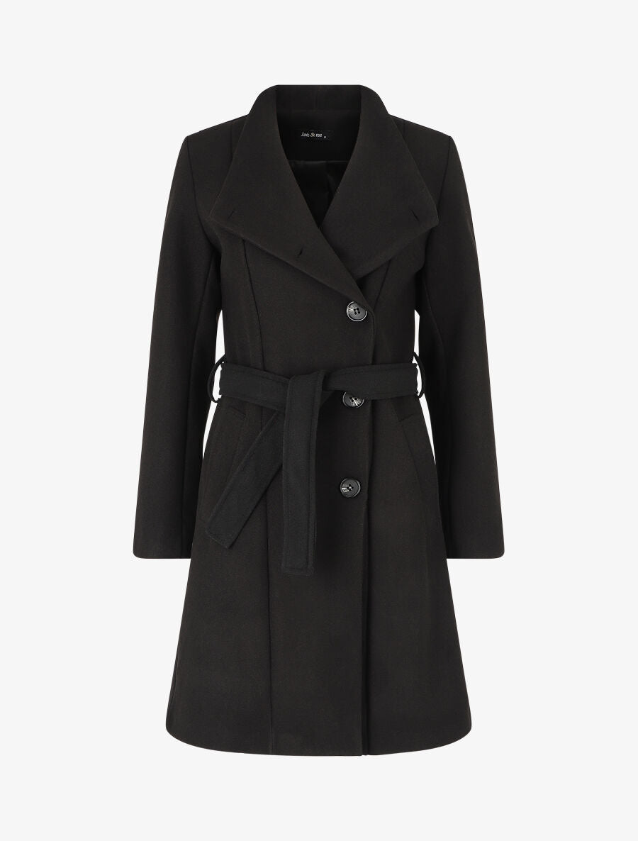 Manteau long col montant - Noir - 4