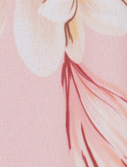 Top à col américain imprimé pivoines - Rose pâle - 3