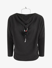 Pull à col bénitier - Noir - 1