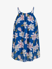 Top à col américain imprimé pivoines - Bleu - 4