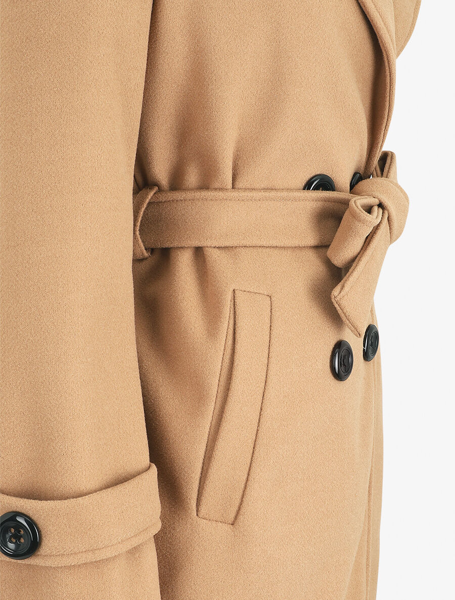 Manteau mi-long croisé - Camel - 3