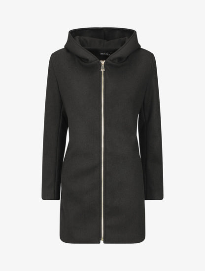 Manteau zippé à capuche - Noir - 1