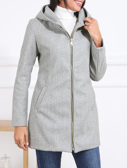 Manteau zippé à capuche - Gris - 4