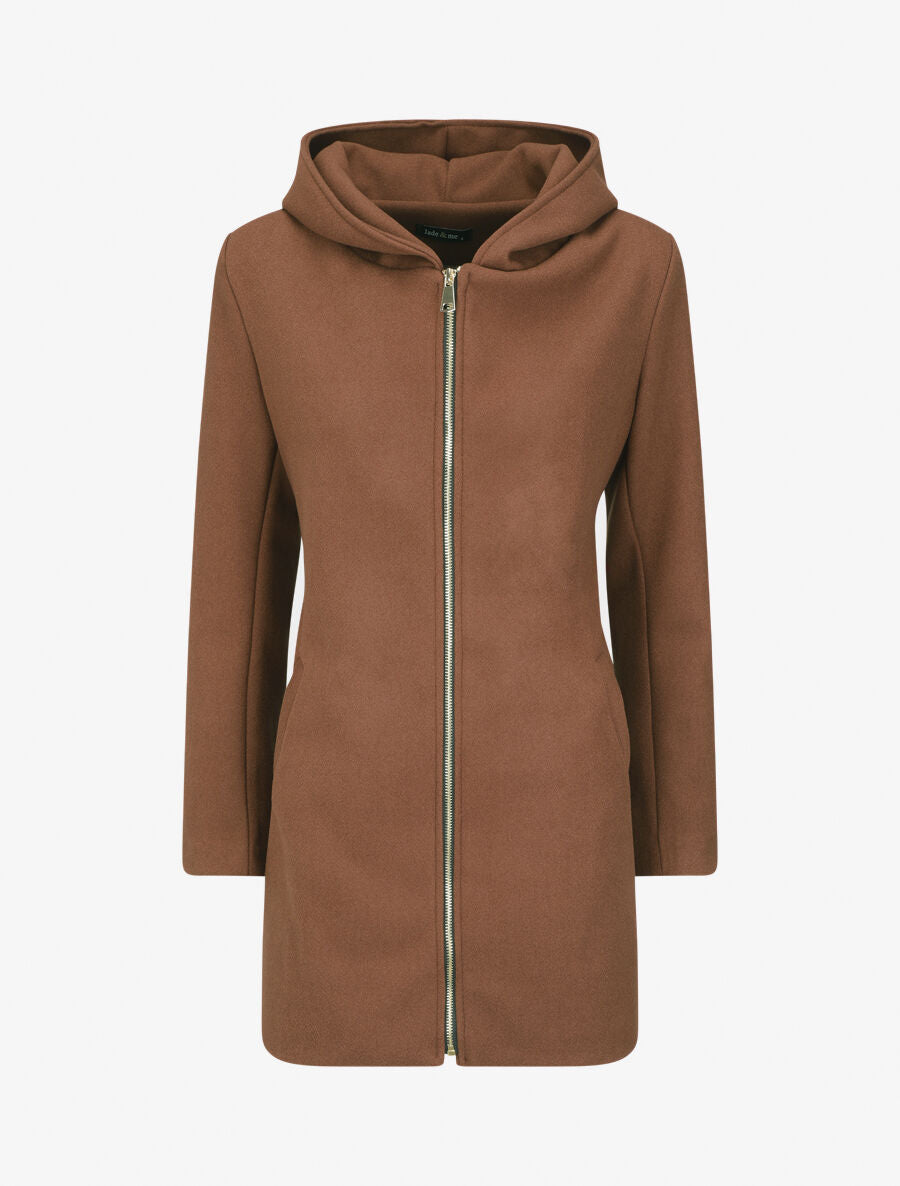 Manteau zippé à capuche - Marron - 4