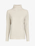 Pull droit côtelé à col roulé - Beige - 1