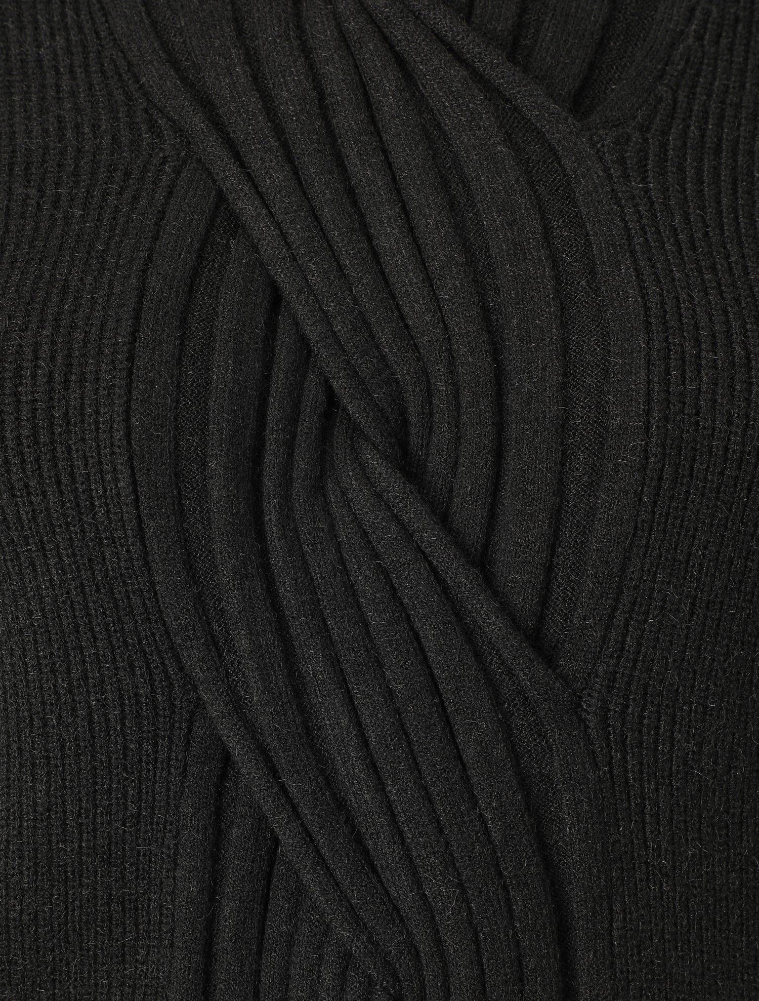 Pull uni à col roulé et motif torsade - Noir - 3