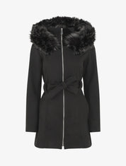 Manteau ajusté à capuche amovible - Noir - 1