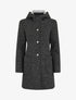 Manteau mi-long chiné à capuche - Noir - 5