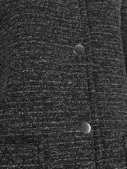 Manteau mi-long chiné à capuche - Noir - 3