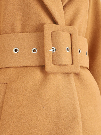 Manteau long ceinturé à col cranté - Camel - 3