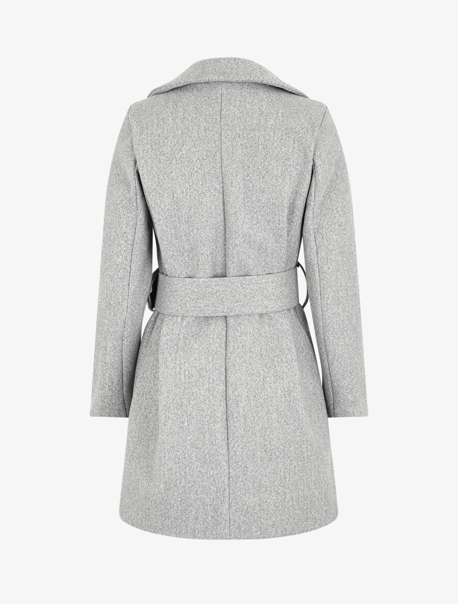 Manteau long ceinturé à col cranté - Gris - 2