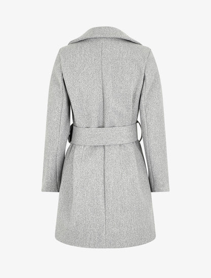 Manteau long ceinturé à col cranté - Gris - 2