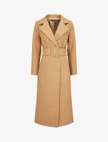Manteau long boutonné et ceinturé - Camel - 5