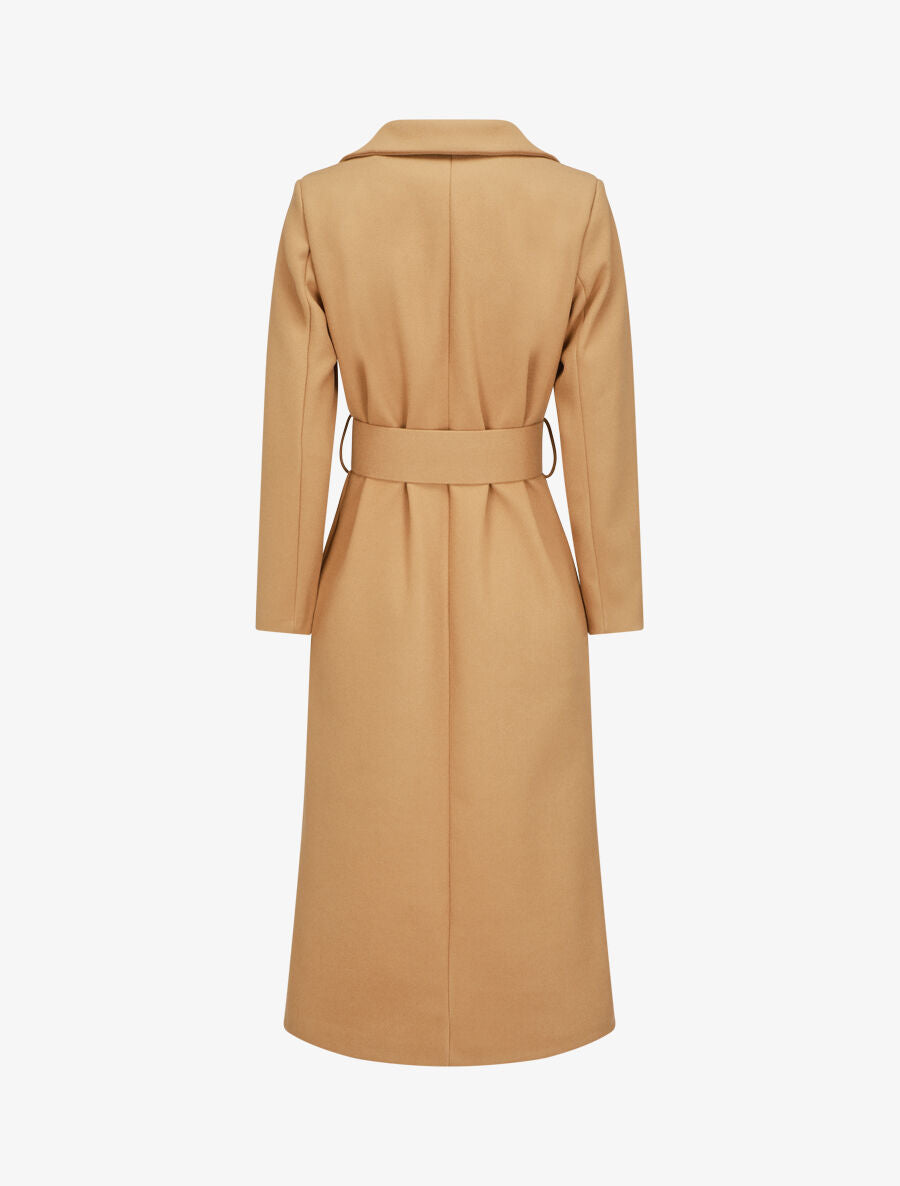 Manteau long boutonné et ceinturé - Camel - 2
