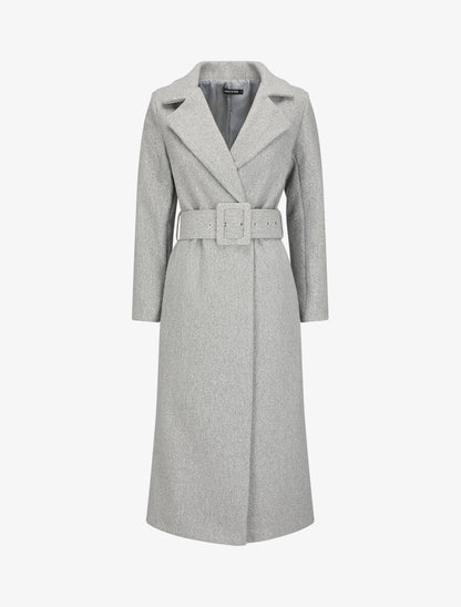 Manteau long boutonné et ceinturé - Gris - 5