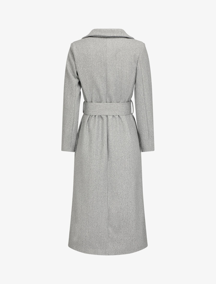 Manteau long boutonné et ceinturé - Gris - 2