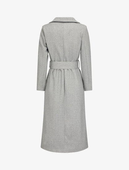 Manteau long boutonné et ceinturé - Gris - 2