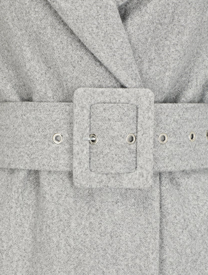 Manteau long boutonné et ceinturé - Gris - 3