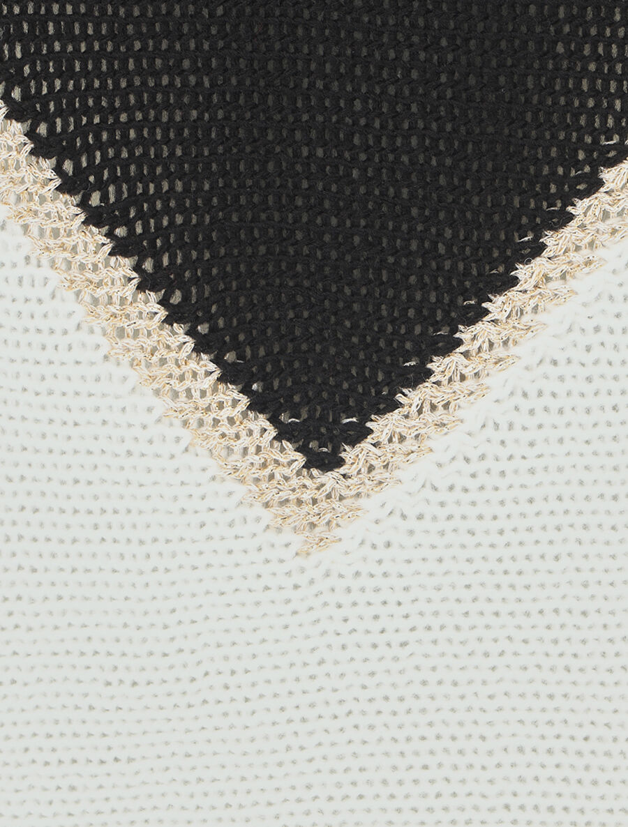 Pull bicolore à liseré doré zigzag - Noir - 3