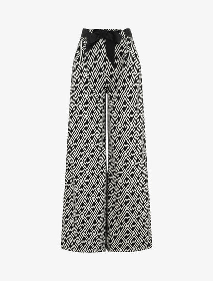 Pantalon ample à imprimé graphique - Noir - 1