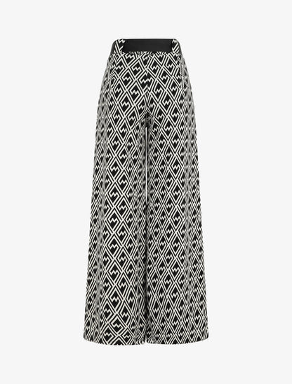 Pantalon ample à imprimé graphique - Noir - 2