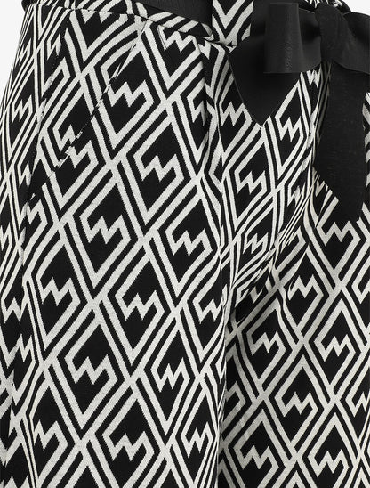 Pantalon ample à imprimé graphique - Noir - 3