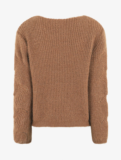 Pull uni duveteux - Camel - 2