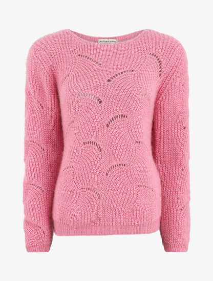 Pull uni duveteux - Rose - 1