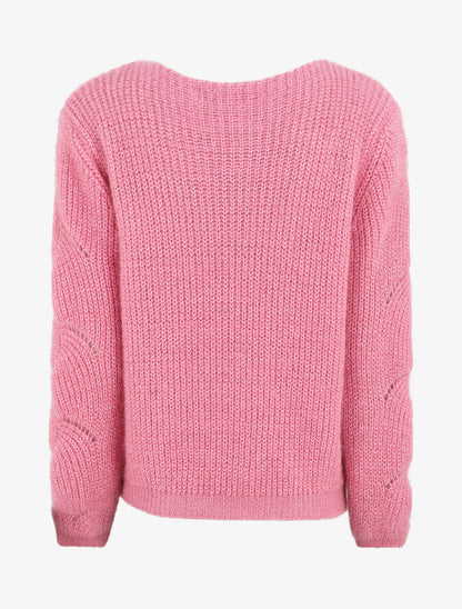 Pull uni duveteux - Rose - 2
