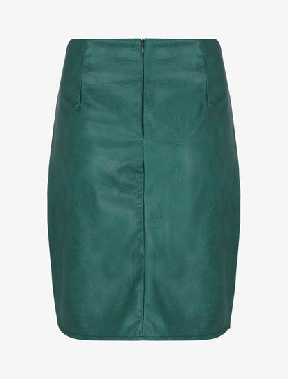 Jupe en simili effet grainé - Vert sapin - 2