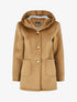 Manteau à capuche effet velours - Camel - 1