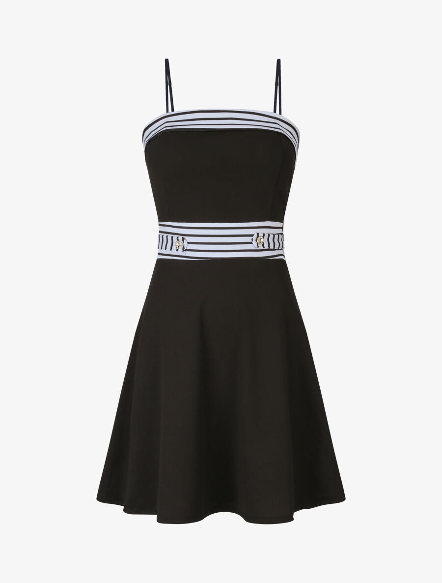Robe patineuse à buste et taille rayés - Noir - 4