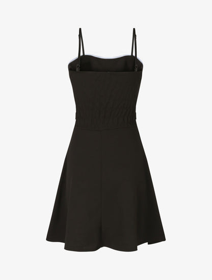 Robe patineuse à buste et taille rayés - Noir - 2