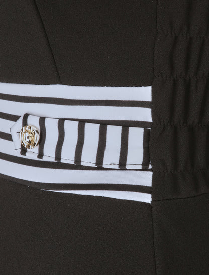 Robe patineuse à buste et taille rayés - Noir - 3