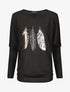 Pull ample à imprimé plumes irisées - Noir - 1