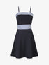 Robe patineuse à buste et taille rayés - Marine - 1