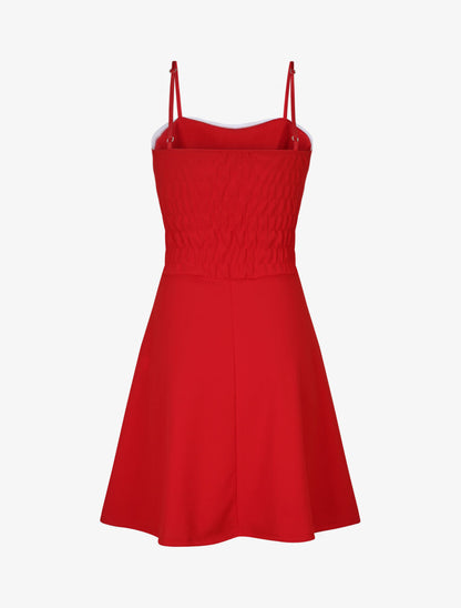 Robe patineuse à buste et taille rayés - Rouge - 2