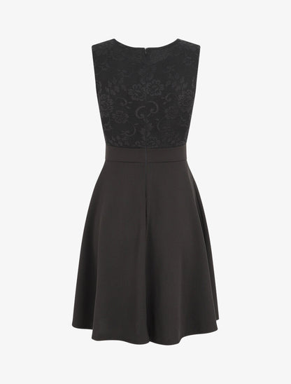 Robe courte patineuse à dentelle - Noir - 2