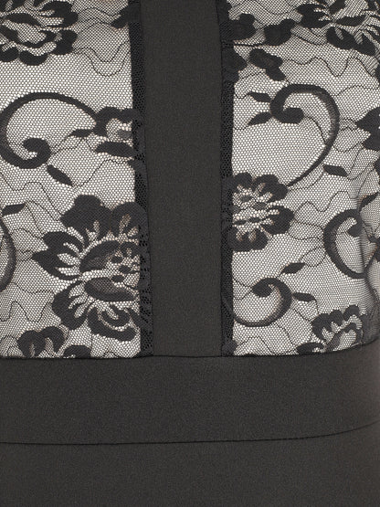 Robe courte patineuse à dentelle - Beige - 3