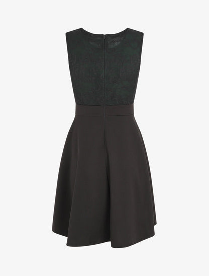 Robe courte patineuse à dentelle - Vert foncé - 2
