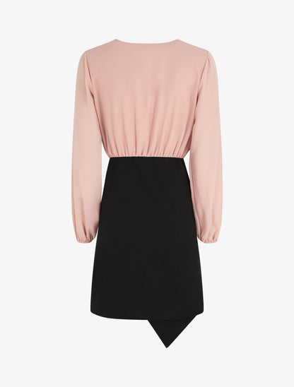 Robe drapée style portefeuille - Rose/noir - 2